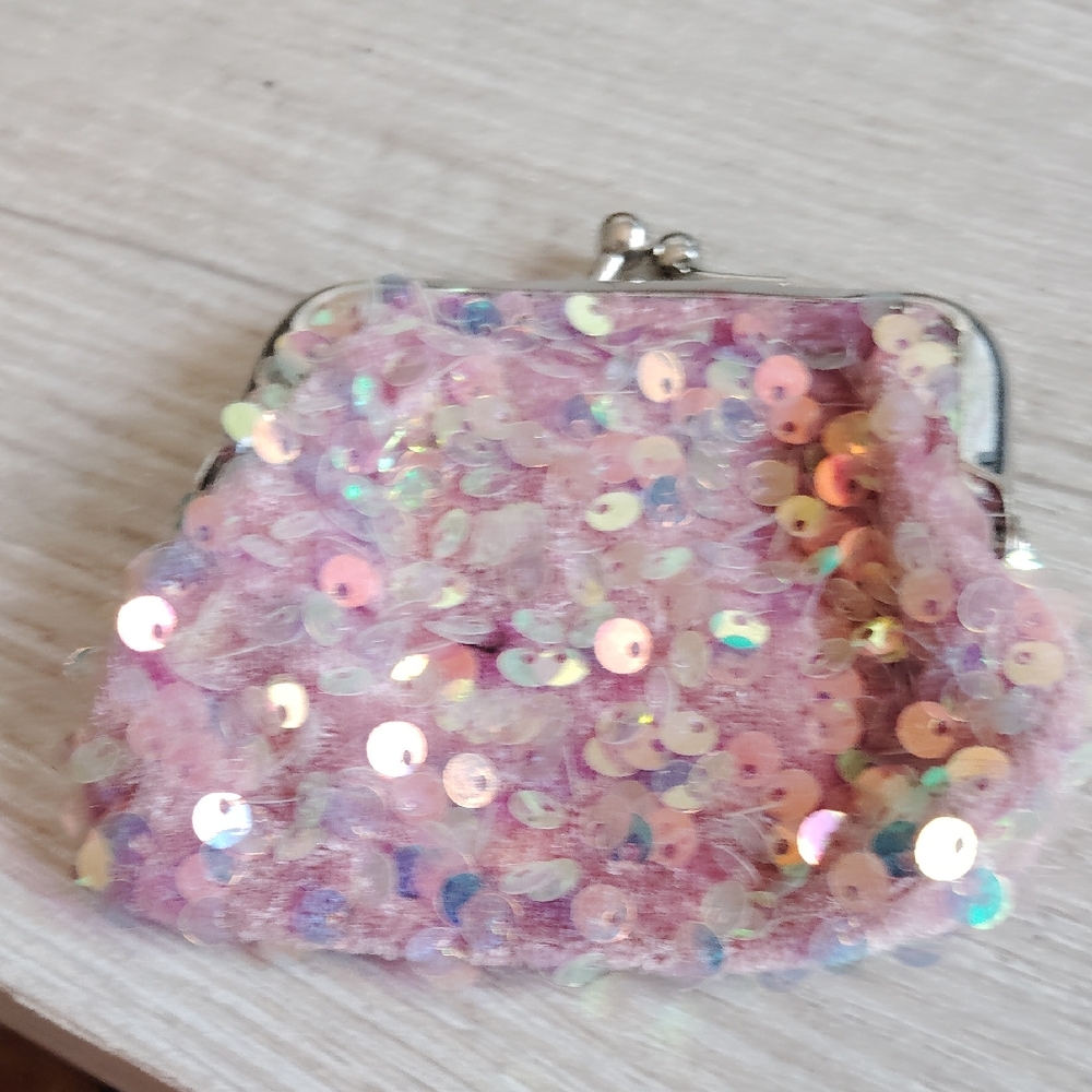 Pink Sequin Coin Purse